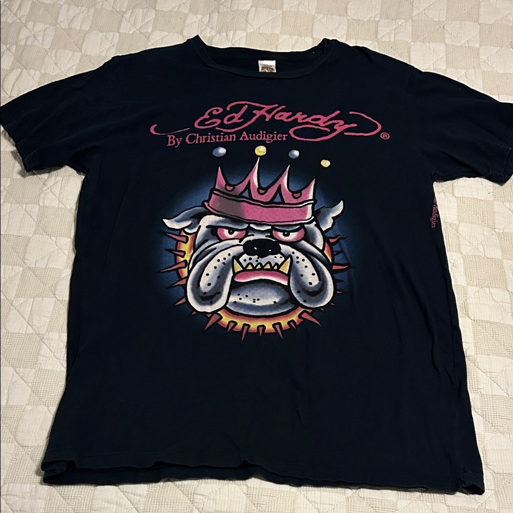 Ed Hardy Vintage Navy Bulldog Graphic T-Shirt